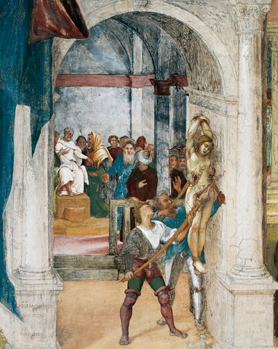 Martyrdom of St Barbara (detail from Christ-Vine and Legend of Saint Barbara) by Lorenzo Lotto