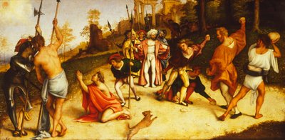 Martyrdom of St Stephen, division of Martinengo Altarpiece by Lorenzo Lotto by Lorenzo Lotto
