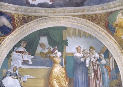 Nativity of the Virgin, Lunette from the Lotto Chapel by Lorenzo Lotto