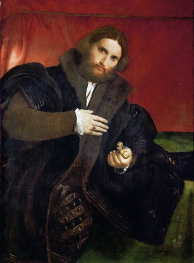 Portrait of a Man with a Golden Animal Claw (Leonino Brembate) by Lorenzo Lotto