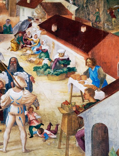 Soldiers, peasants and market (detail) by Lorenzo Lotto