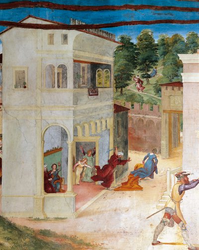 St Barbara attacked by her father (detail) by Lorenzo Lotto