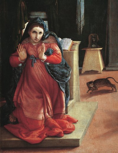 The Annunciation (detail) Painting by Lorenzo Lotto (1535) Pinacoteca Civica, Recanati, Italy by Lorenzo Lotto
