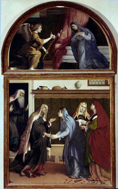 The Annunciation (Part of the Altarpiece of the Visitation) by Lorenzo Lotto