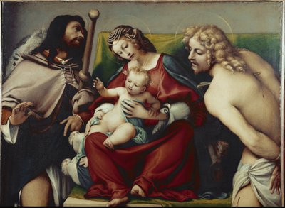 The Virgin and Child with St Roch and St Sebastian by Lorenzo Lotto
