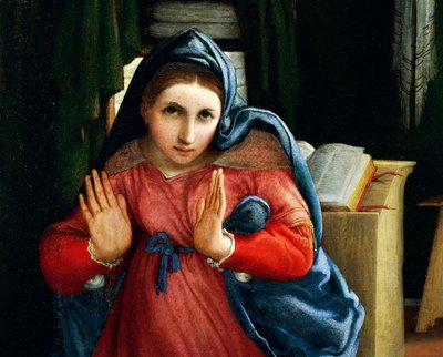 The Virgin announced (detail) by Lorenzo Lotto