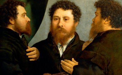 Triple portrait of goldsmith by Lorenzo Lotto