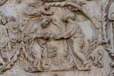 Gideon Wringing Fleece (detail) by Lorenzo Maitani
