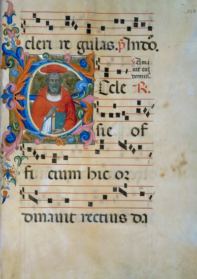 Illuminated initial with the figure of San Girolamo, for choir book 5 of Santa Maria degli Angeli by Lorenzo Monaco
