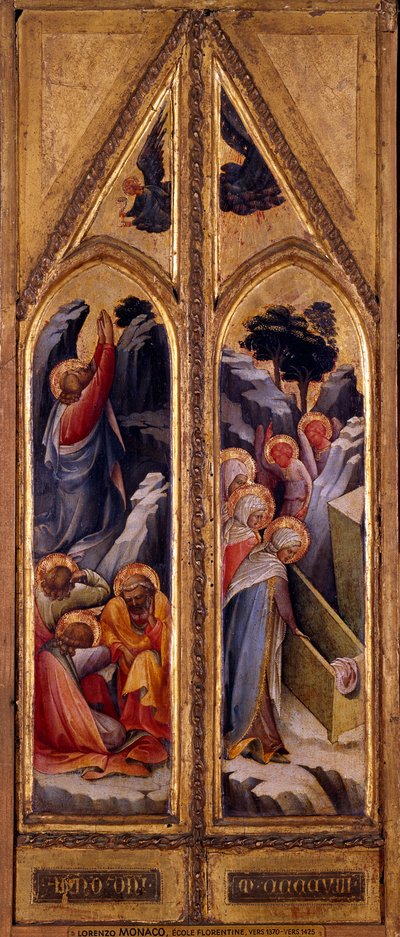 Jesus at the Mount of Olives and the holy women at the Tomb of Lorenzo Monaco. Paris, Musee Du Louvre by Lorenzo Monaco
