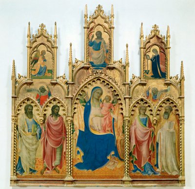 Madonna and Infant Jesus, Saints; Top: Annunciation by Lorenzo Monaco