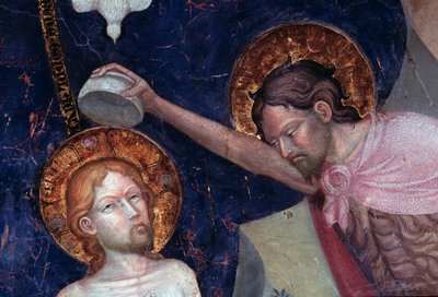 Saint John the Baptist baptizing Jesus (detail) by Lorenzo Salimbeni