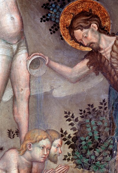 Saint John the Baptist baptizing the crowds in the Jordan River (detail) by Lorenzo Salimbeni