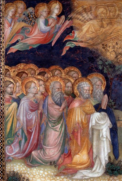 The baptism of Jesus by Saint John the Baptist baptizing Jesus (Detail) Fresco by Lorenzo by Lorenzo Salimbeni