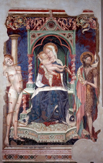 Virgin with Child Surrounded by St. Sebastian and St. John the Baptist by Lorenzo Salimbeni