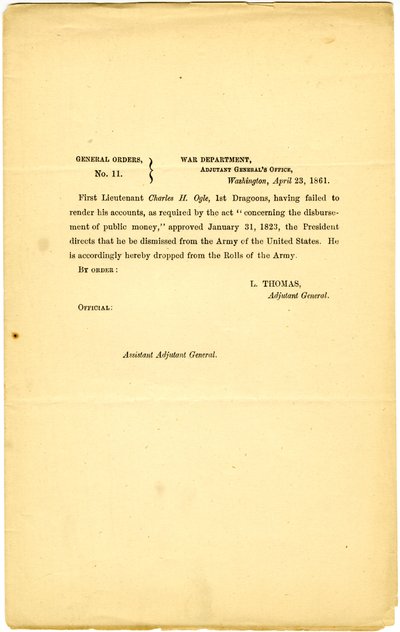 General Orders, No. 11, War Department, Adjutant General