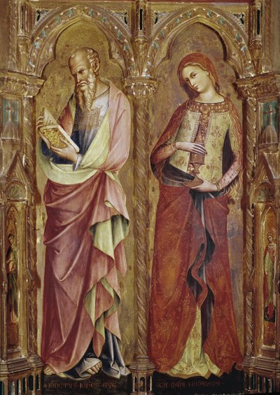 Saint John the Evangelist and Saint Mary Magdalene (detail) of the polyptych of the Annunciation by Lorenzo Veneziano