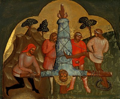 The Crucifixion of Peter (detail), Predella Panel, ca 1370 by Lorenzo Veneziano