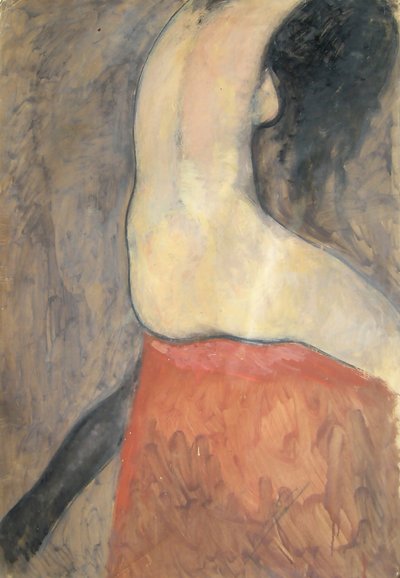 Naked figure from the back, c.1910-12 by Lorenzo Viani