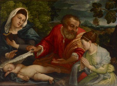 The Holy Family with a Donatrix as Saint Catherine of Alexandria by Lorenzo attr. to Lotto