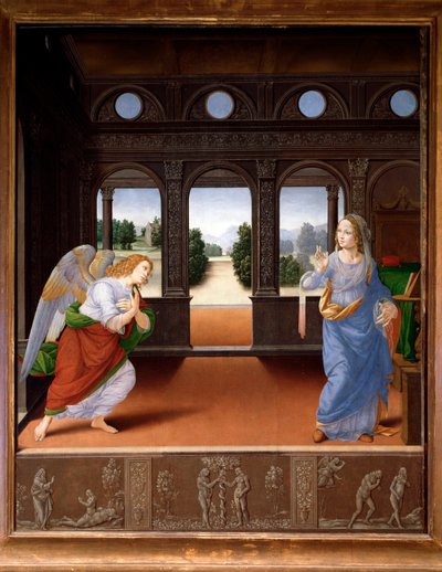 The Annunciation, and Story of Adam and Eve by Lorenzo di Credi