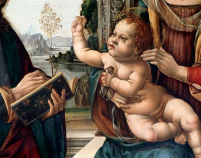 Virgin with Child and Two Saints, St Matthew and St Jerome (Detail) by Lorenzo di Credi