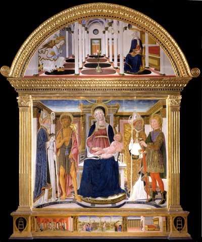 Madonna with Child and Saints Blaise, John the Baptist, Nicholas and Florian. The Annunciation by Lorenzo di Pietro