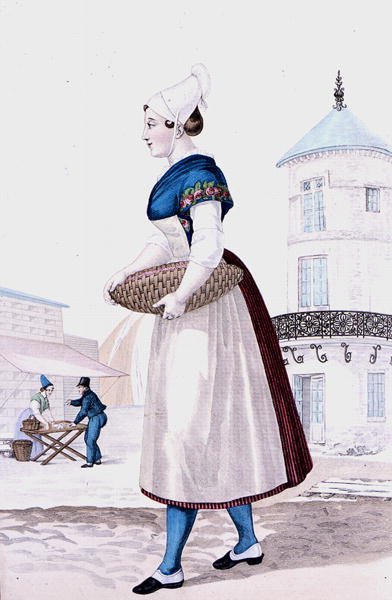 Traditional costume of St. Valery en Caux, engraved by Gatine c.1820 by Louis Marie (after) Lante