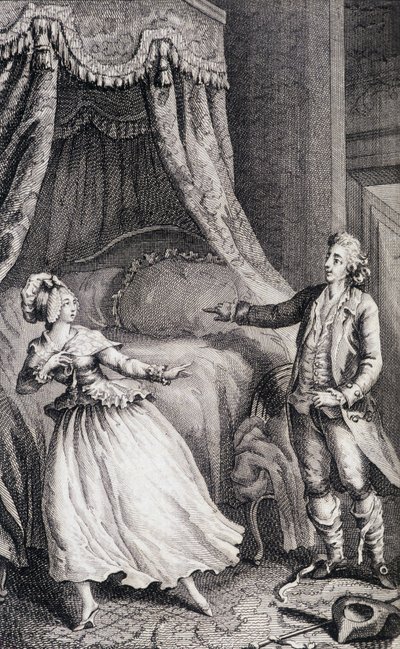 Couple in front of the bed of the bedroom - from 