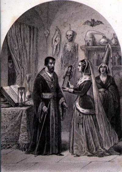 A Client Visits a Sorcerer, engraved by Philibert Langlois (fl.c.1834-9) by Louis (after) Marckl