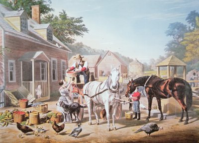 American Scenes: Preparing for Market, published by N. Currier by Louis (after) Maurer