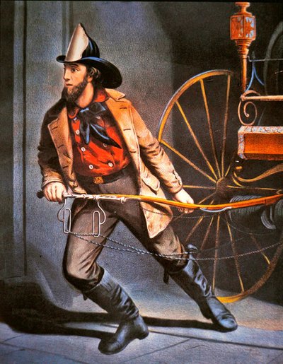 The American Fireman: Always Ready, published by Currier & Ives by Louis (after) Maurer