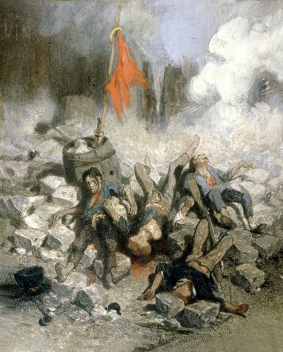 1848 Revolution: Barricades in Paris by Louis Adolphe Hervier