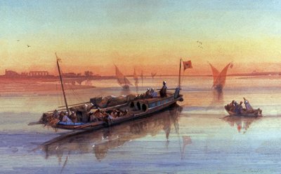 Feluccas on the River Nile, around Thebes by Louis Amable Crapelet