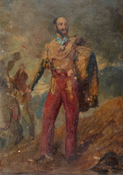 Portrait Sketch of a Standing Officer by Louis Auguste Baron de Schwiter