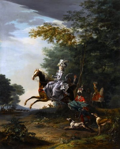 Marie-Antoinette Hunting with Dogs by Louis Auguste Brun de Versoix