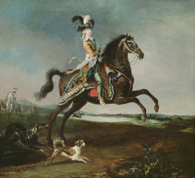 Equestrian Portrait of Marie-Antoinette in Hunting Attire, 1783 by Louis Auguste Brun or Brun de Versoix