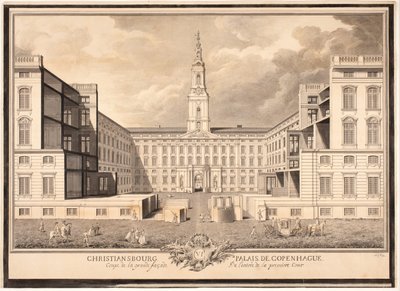 Christiansborg Palace in Copenhagen. Section of the Main Facade of the Entrance to the First Courtyard by Louis Auguste Le Clerc