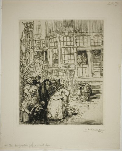 A Street in the Jewish Quarter, Amsterdam by Louis Auguste Lepère