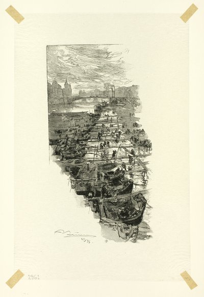 Apple Market, Viewed from the Pont Louis-Philippe, plate seven from Along the Seine and the Boulevards by Louis Auguste Lepère