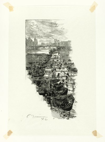 Apple Market, Viewed from the Pont Louis-Philippe, plate seven from Along the Seine and the Boulevards by Louis Auguste Lepère