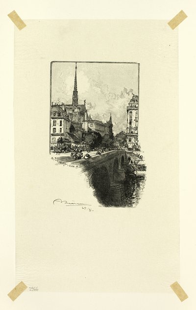 The Pont Saint-Michel, plate twelve from Along the Seine and the Boulevards by Louis Auguste Lepère
