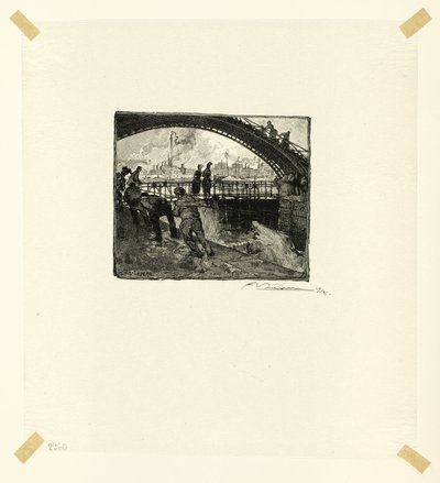 Lock of the Canal Saint-Martin, plate six from Along the Seine and the Boulevards by Louis Auguste Lepère