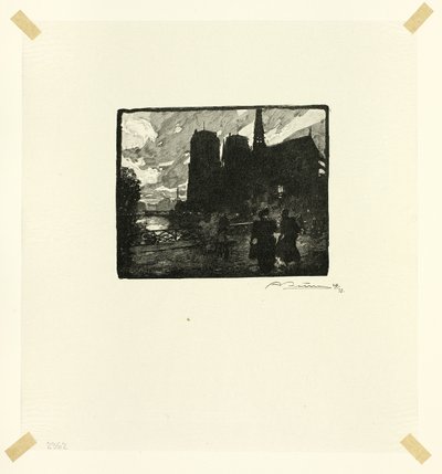 Notre-Dame, Evening, Plate Eight from Along the Seine and the Boulevards by Louis Auguste Lepère