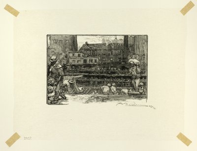 Plaster Unloaders, plate three from Along the Seine and the Boulevards by Louis Auguste Lepère