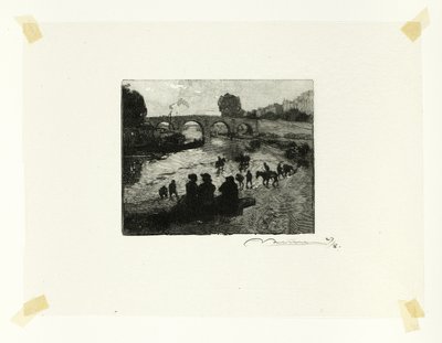 The Horse Pond at the Pont Marie, plate ten from Along the Seine and the Boulevards by Louis Auguste Lepère