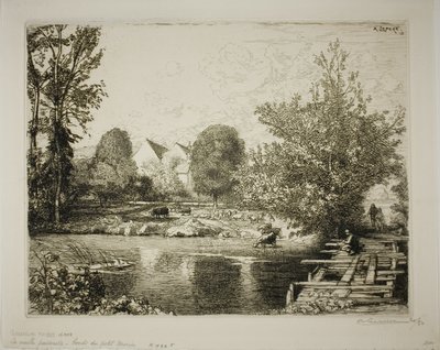 The Old Footbridge, Banks of the Petit Morin by Louis Auguste Lepère