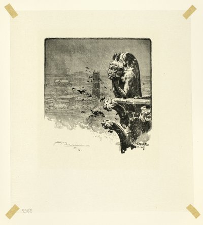 The Vampire of Notre-Dame, plate nine from Along the Seine and the Boulevards by Louis Auguste Lepère