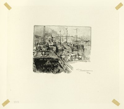 Villette Dock, plate five from Along the Seine and the Boulevards by Louis Auguste Lepère