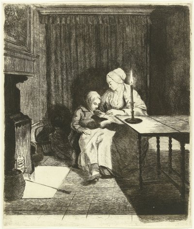 Mother Teaching Her Son by Louis Bernard Coclers